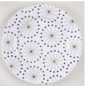 NWT Anthro Spal Forbury 8" Salad Side Plate Portugal 8” White Gold Star burst